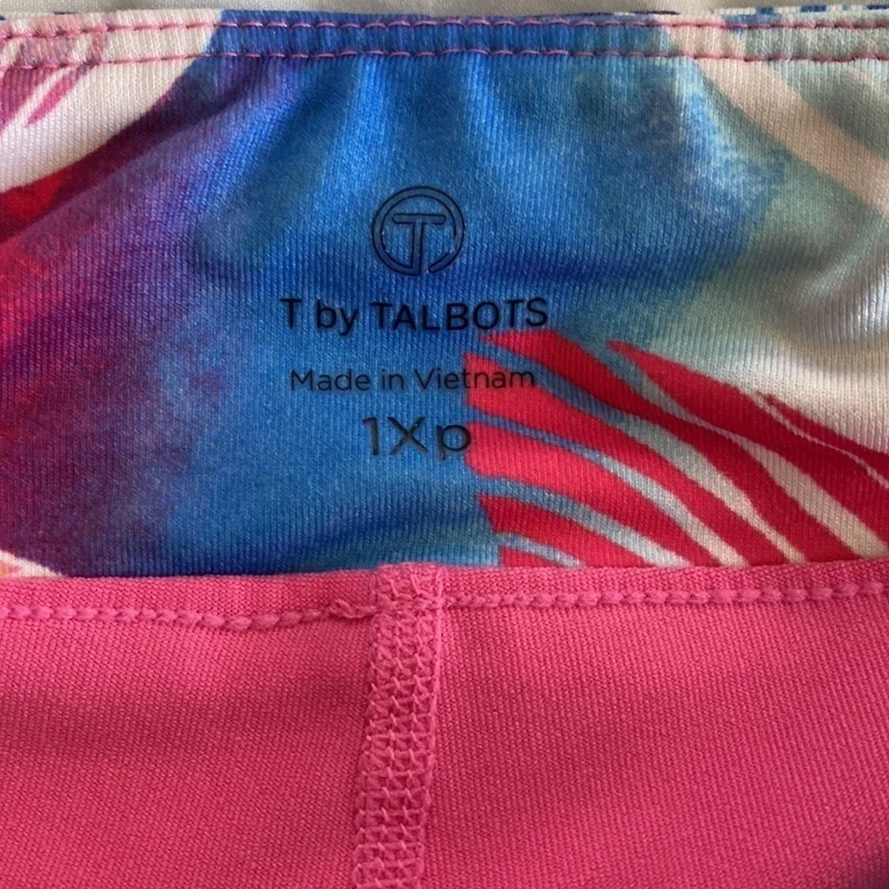 T by Talbots skort skirt tropical vibrant pink blue white size 1XP